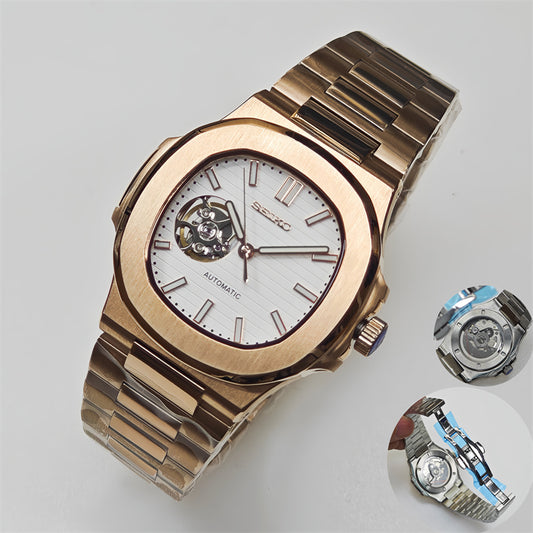 NAUTILUS WHITE ROSE GOLD OPEN HEART