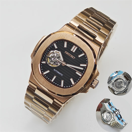 NAUTILUS BLACK ROSE GOLD OPEN HEART